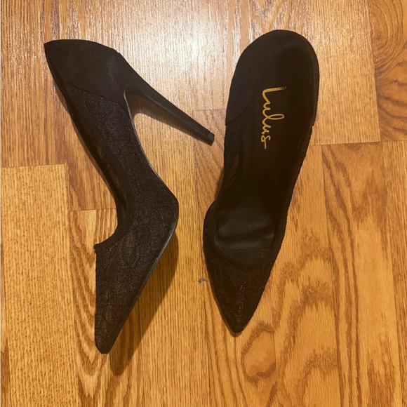 Lulus Shoes - Lulu's Black Pointed Toe Lace Stiletto Heels